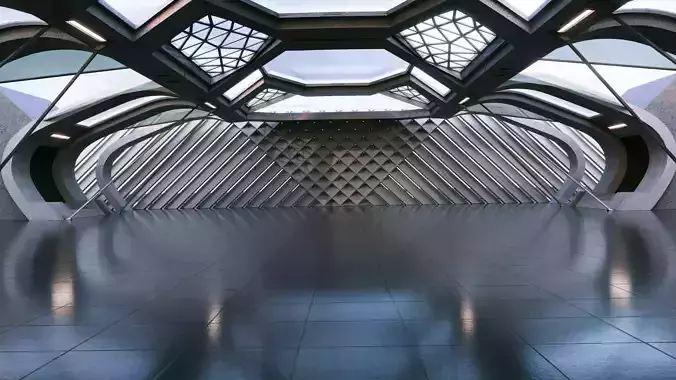 Futuristic Sci-fi Corridor- Architectural Background- V1U3 3D model 5