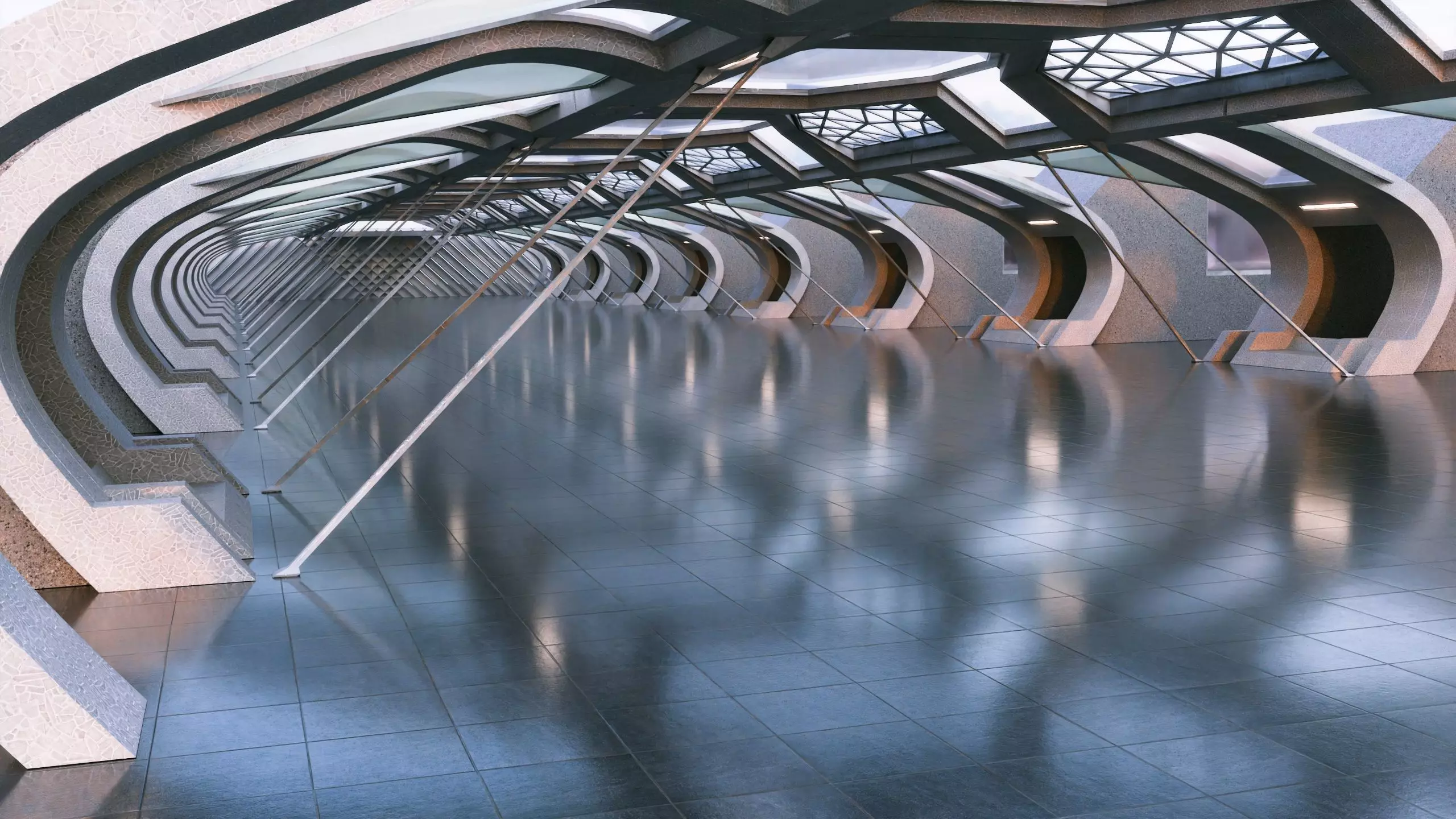 Futuristic Sci-fi Corridor- Architectural Background- V1U3 3D model_11