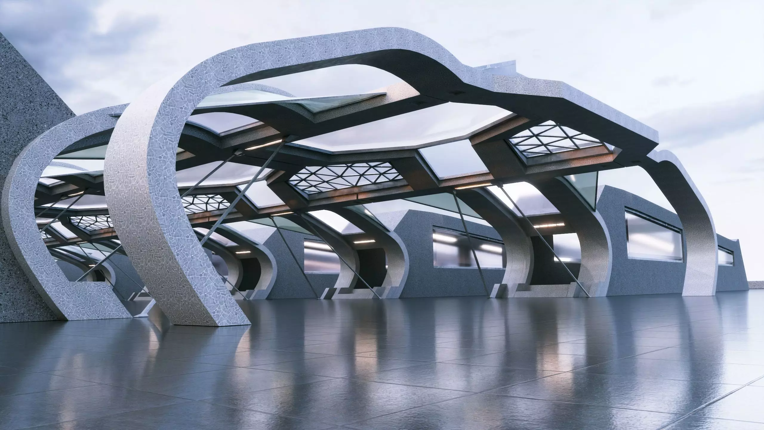 Futuristic Sci-fi Corridor- Architectural Background- V1U3 3D model_2