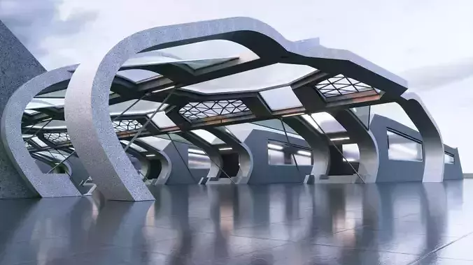 Futuristic Sci-fi Corridor- Architectural Background- V1U3 3D model 3