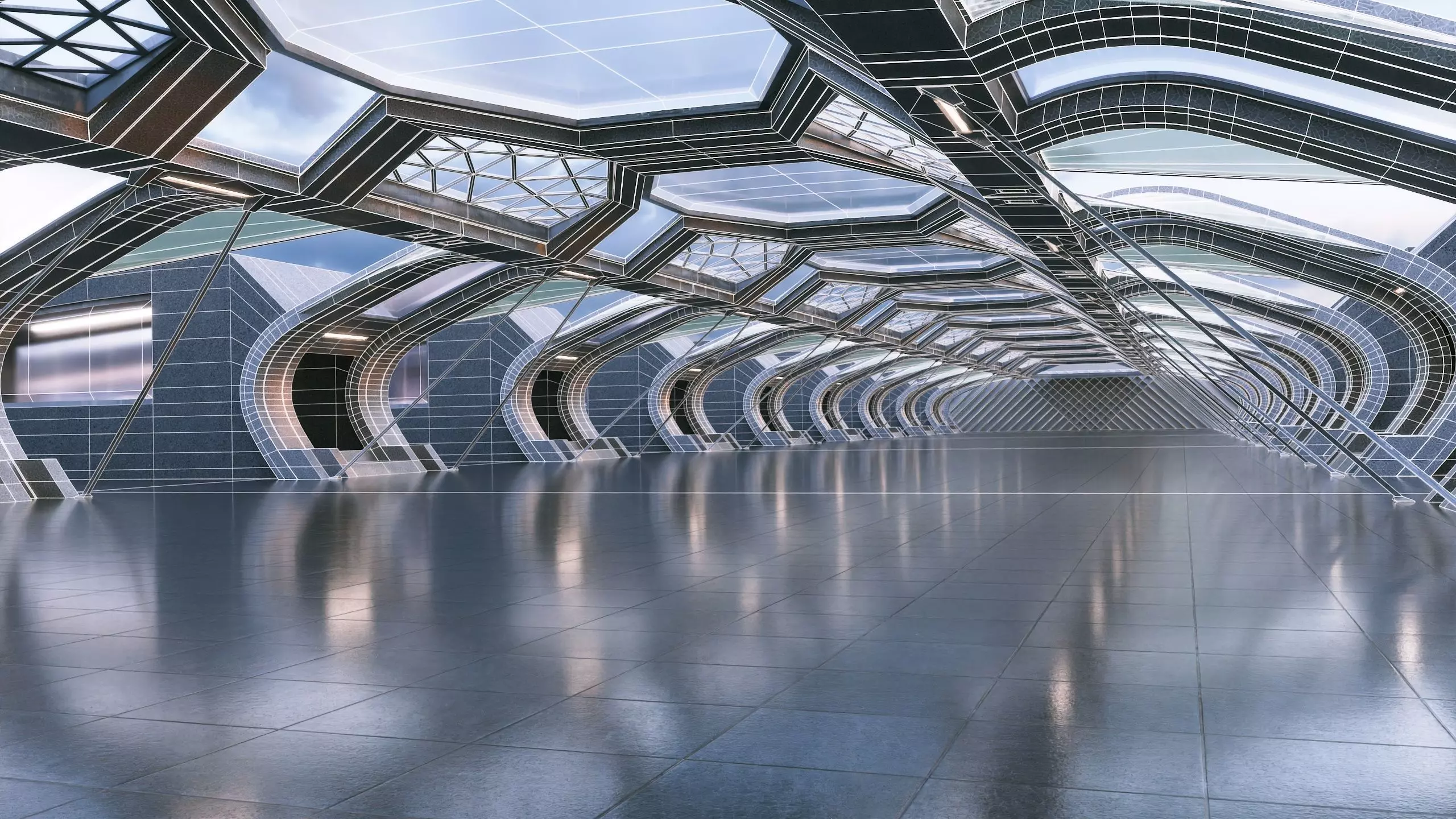 Futuristic Sci-fi Corridor- Architectural Background- V1U3 3D model_15
