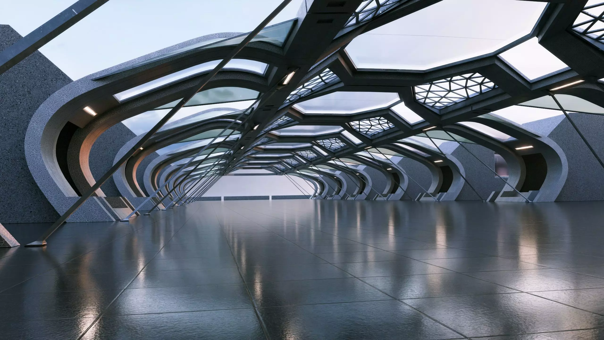 Futuristic Sci-fi Corridor- Architectural Background- V1U3 3D model_8