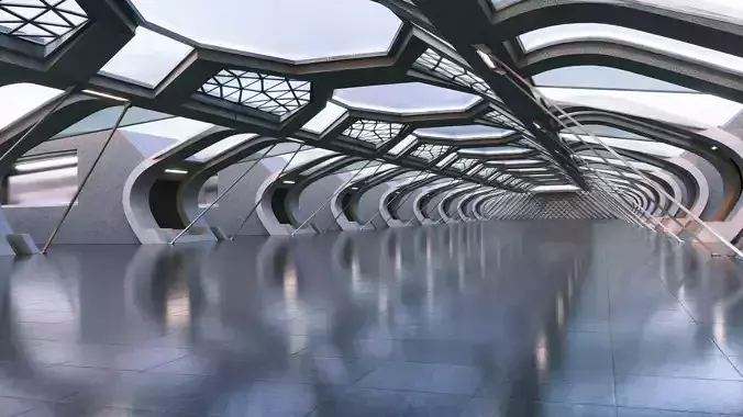 Futuristic Sci-fi Corridor- Architectural Background- V1U3 3D model Futuristic Sci-fi Corridor- Architectural Background- V1U3 3D model
