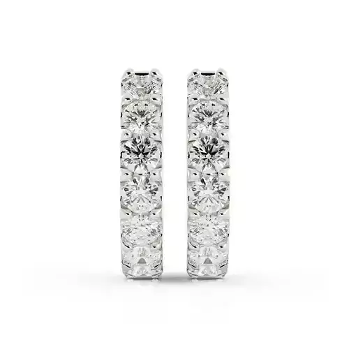 Shared Prong Diamond Hoop Huggies With Rendering 3DM