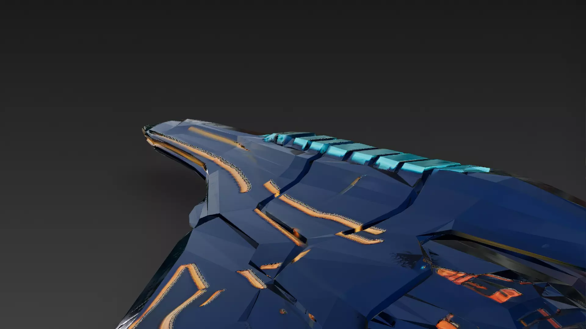 Futuristic Blue Sci Fi Fighter Jet 3D Model PBR Low-poly 3D model_7