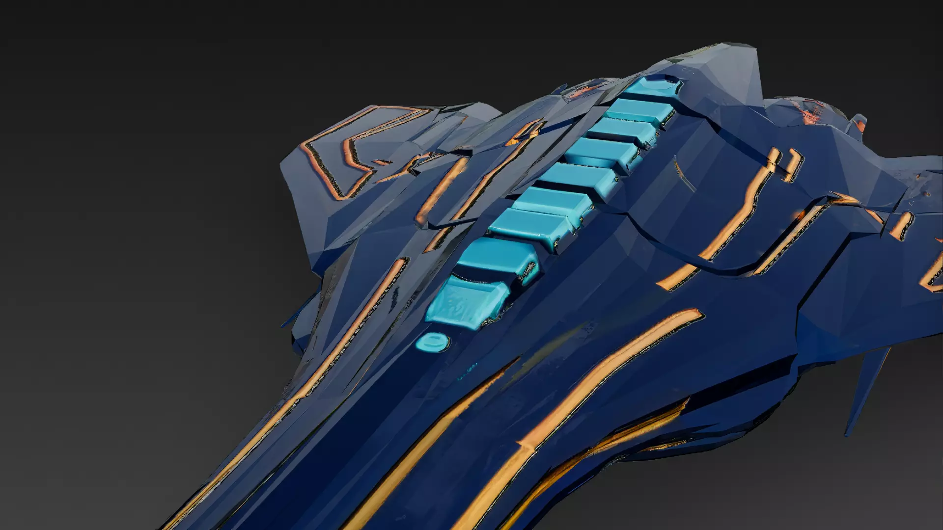 Futuristic Blue Sci Fi Fighter Jet 3D Model PBR Low-poly 3D model_6