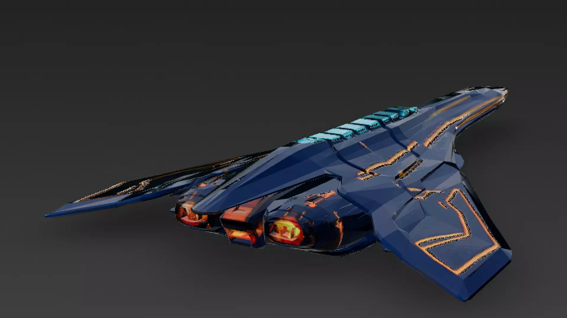 Futuristic Blue Sci Fi Fighter Jet 3D Model PBR Low-poly 3D model_3