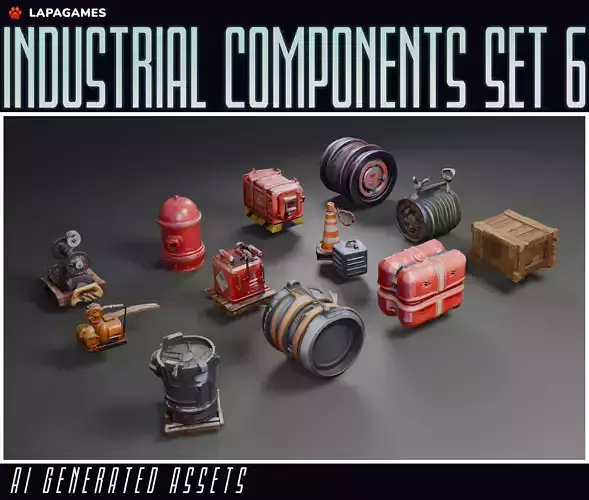 Stylized Industrial Components Set 6