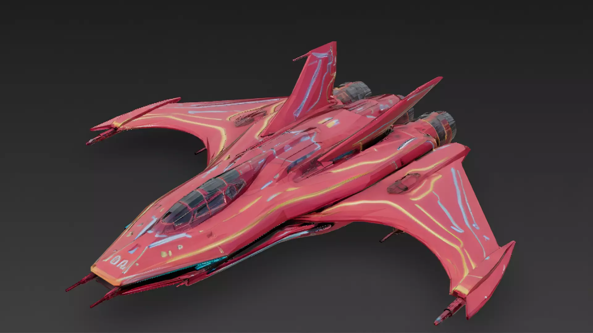 Futuristic Sci Fi Fighter Jets Pack 3D Models PBR Low-poly 3D model_16