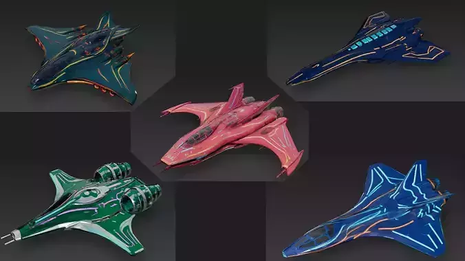 Futuristic Sci Fi Fighter Jets Pack 3D Models PBR