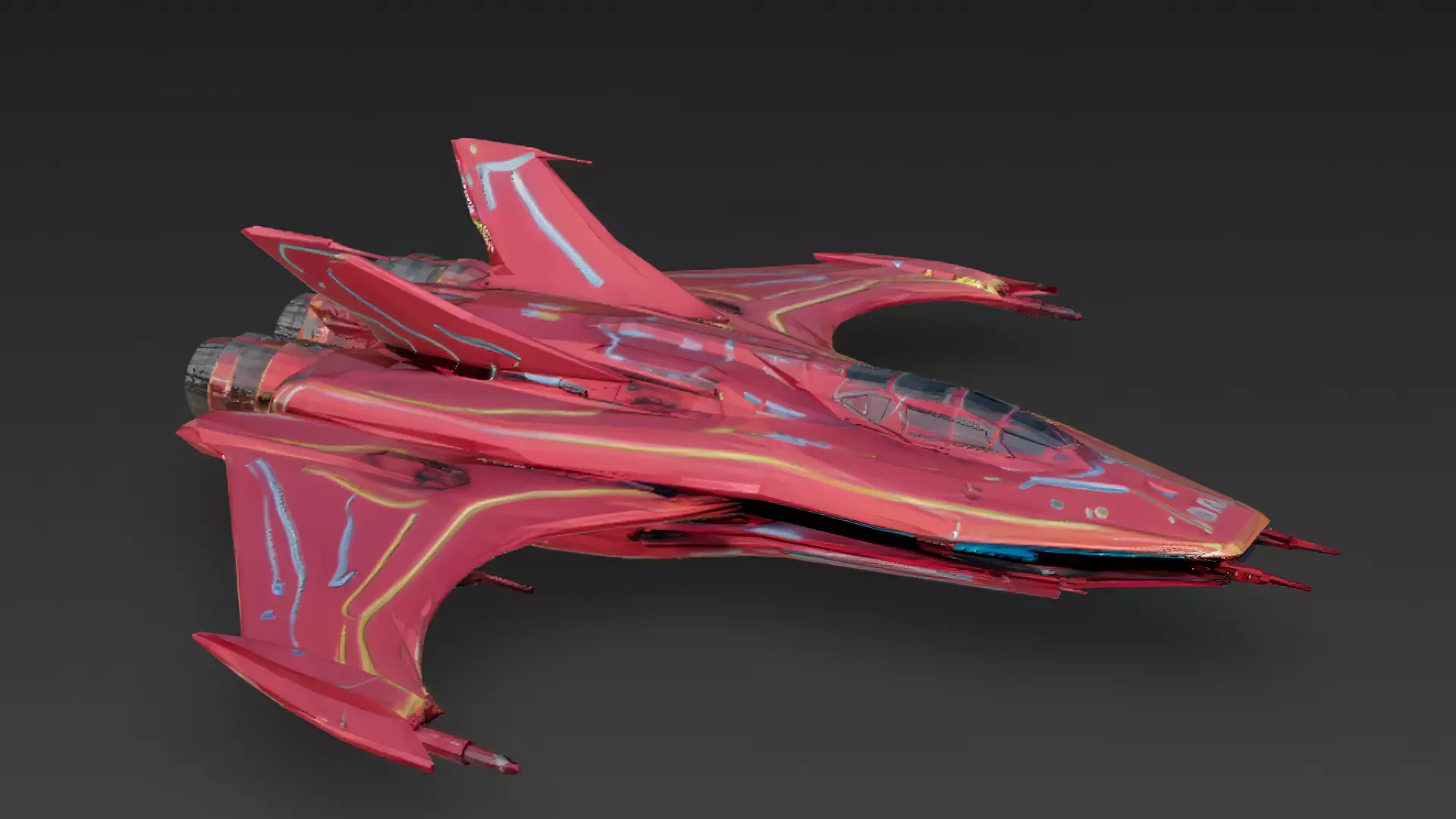 Futuristic Sci Fi Fighter Jets Pack 3D Models PBR Low-poly 3D model_18