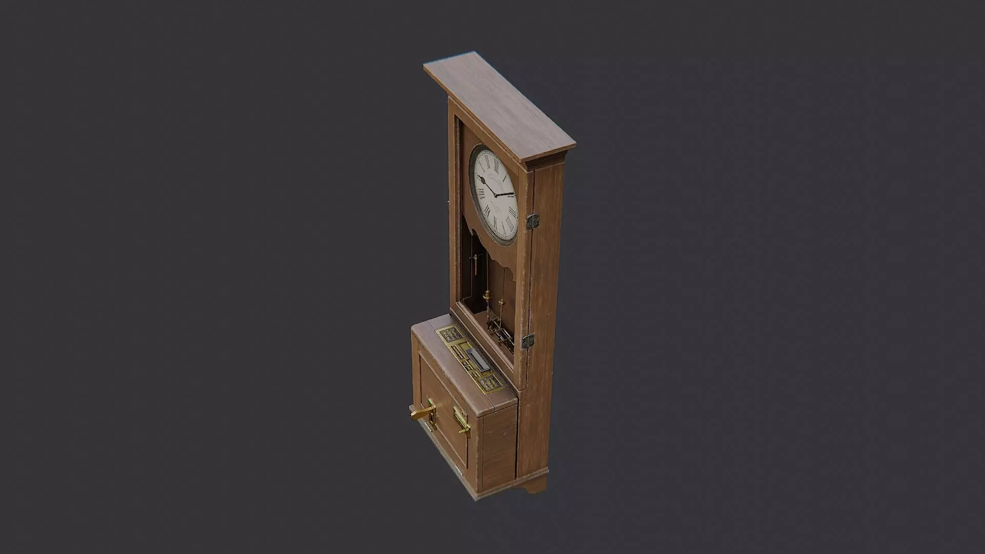 Punch Time Clock Cabinet with Glass Panel Low-poly 3D model_3