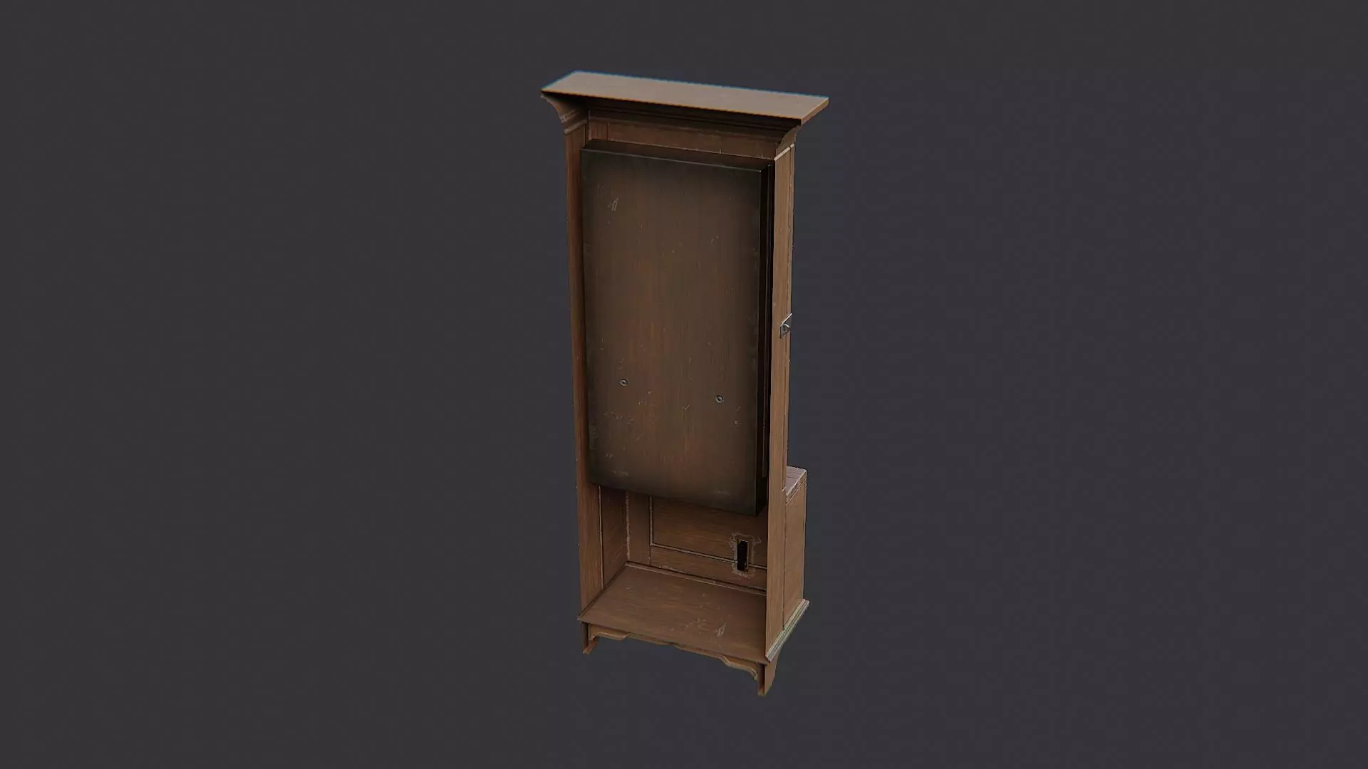 Punch Time Clock Cabinet with Glass Panel Low-poly 3D model_1