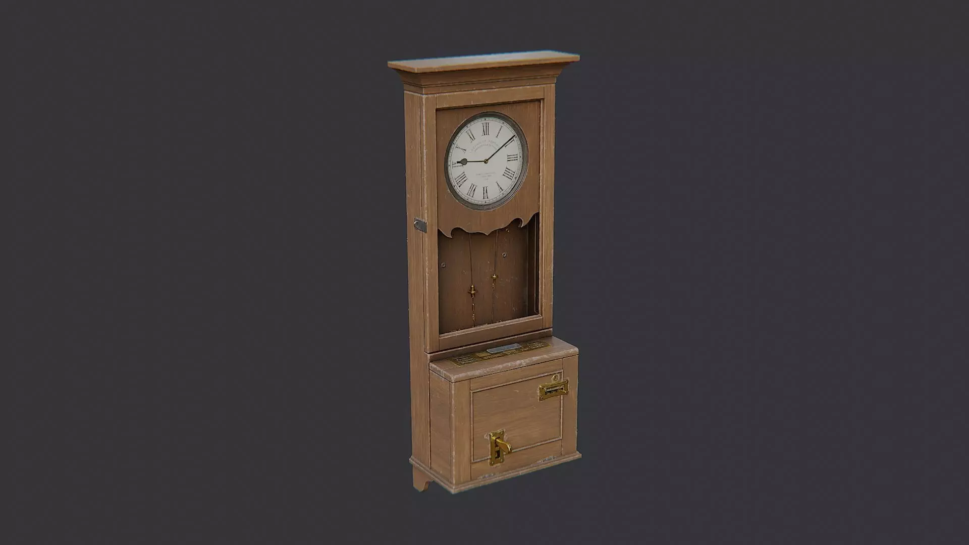 Punch Time Clock Cabinet with Glass Panel Low-poly 3D model_2