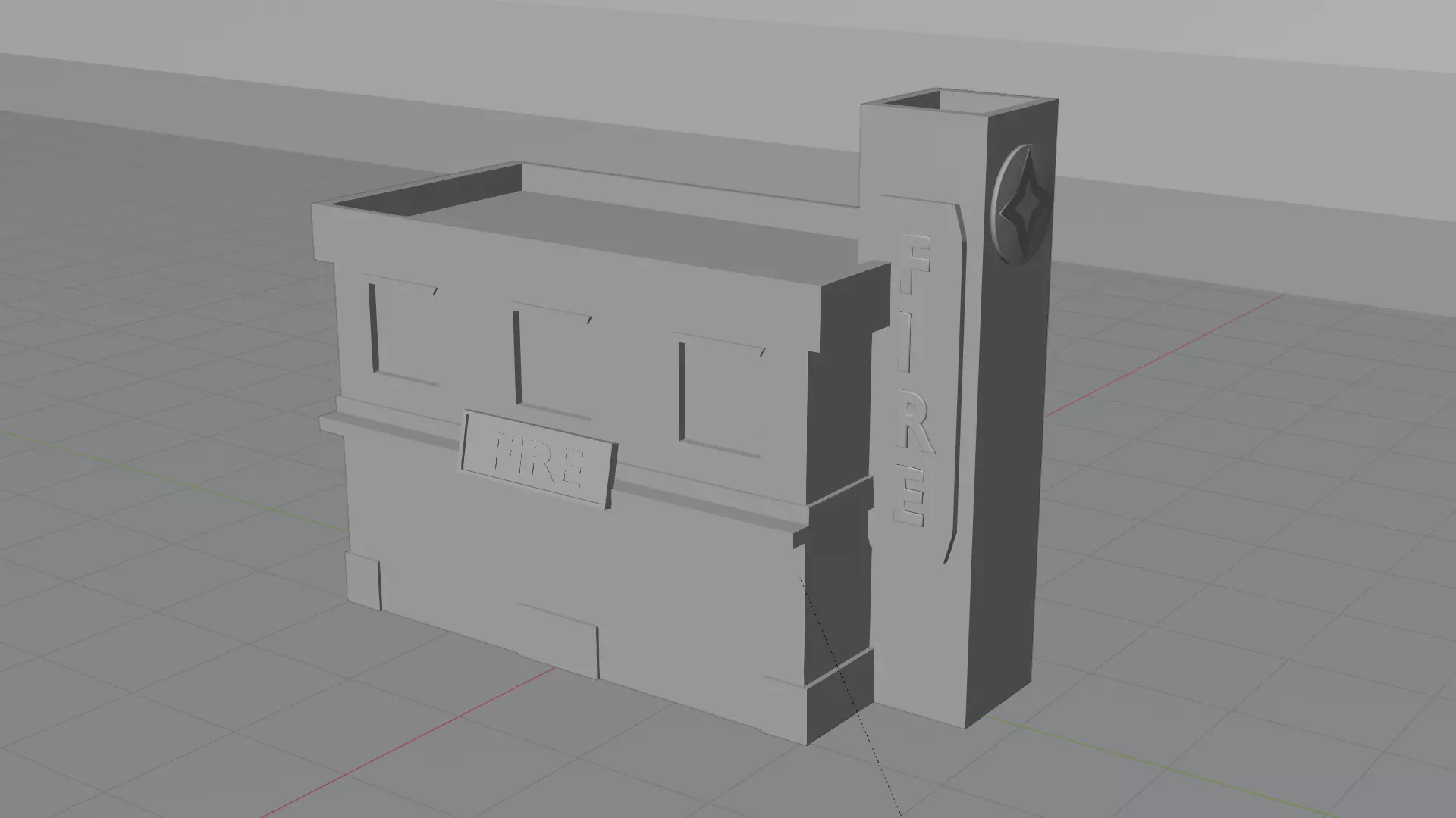 Low Poly Fire Station with Glowing Detail Low-poly 3D model_8