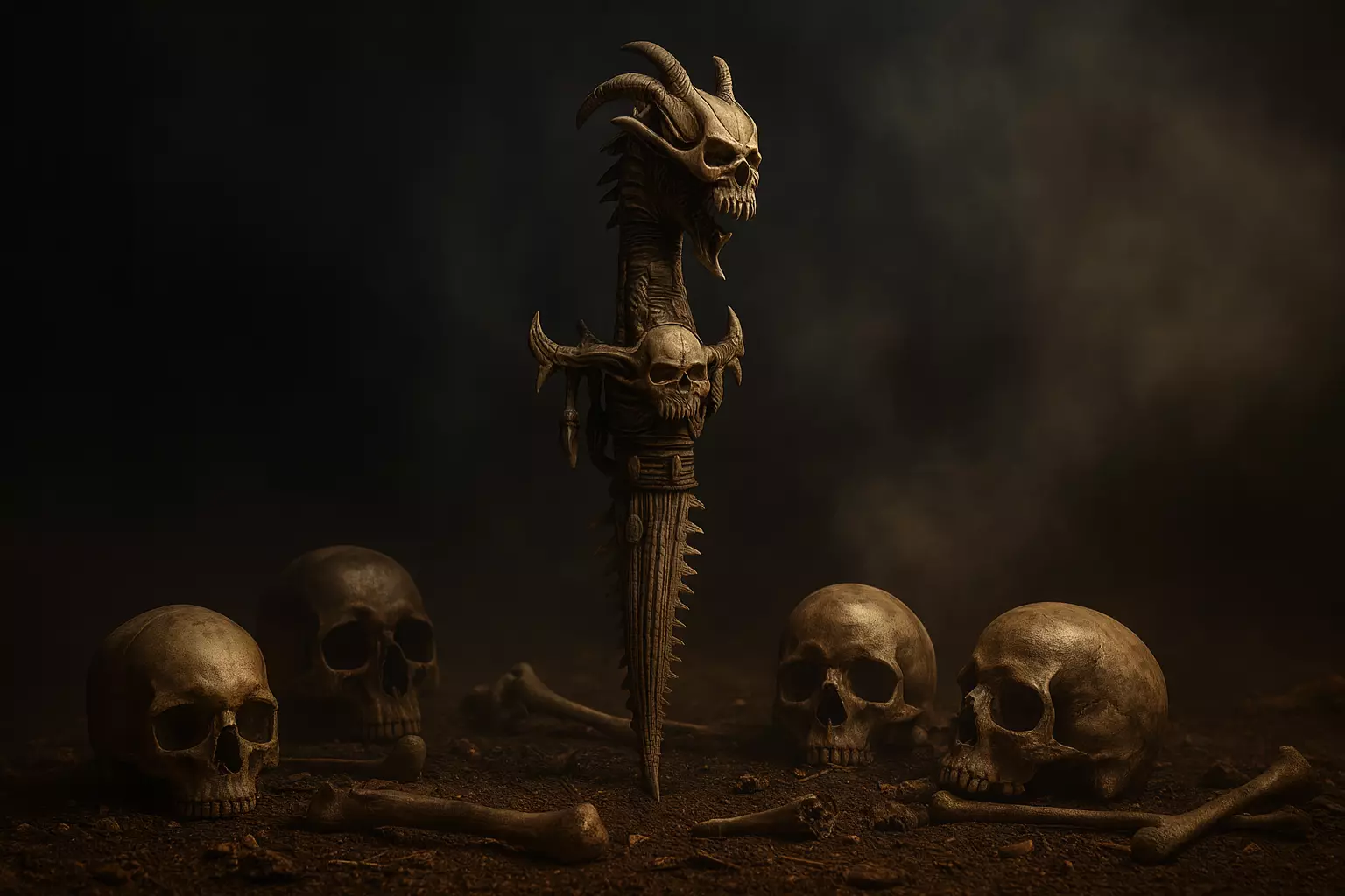 Demonic Skull Dagger Dark Fantasy Ritual Blade 3D print model