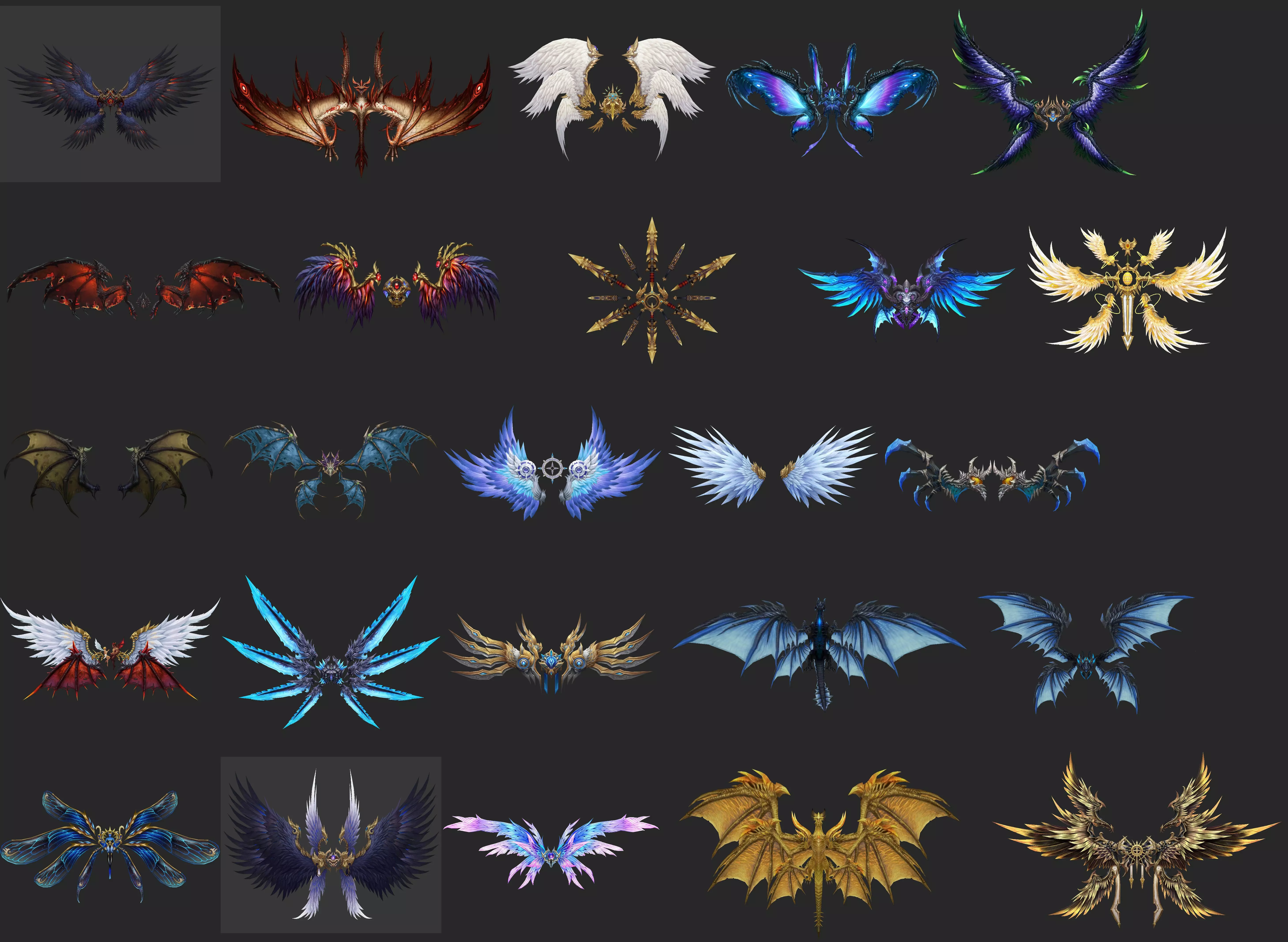 400 Fantasy Wings Mega Pack - Stylized Game Assets Low-poly 3D model_11