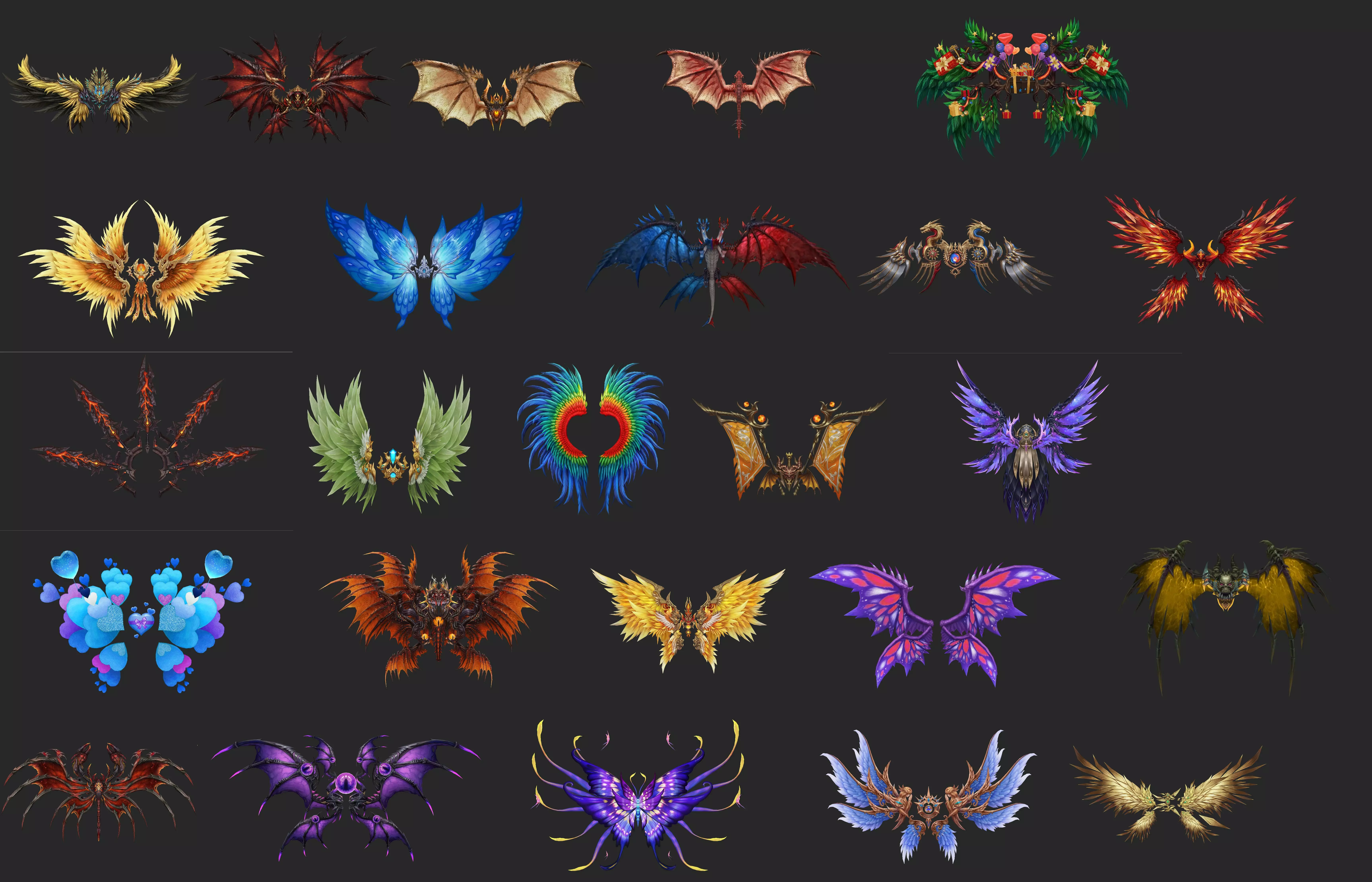 400 Fantasy Wings Mega Pack - Stylized Game Assets Low-poly 3D model_12