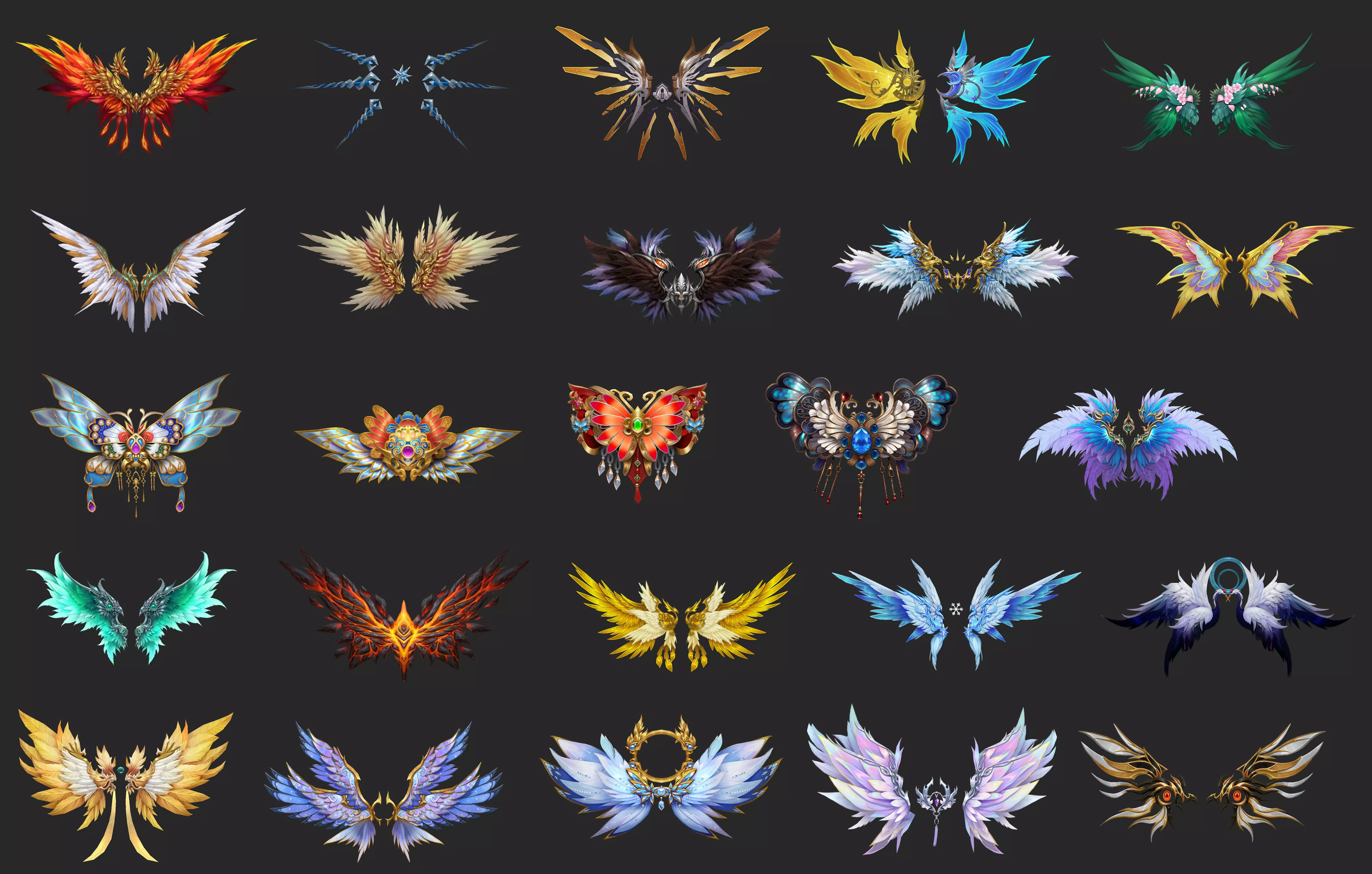 400 Fantasy Wings Mega Pack - Stylized Game Assets Low-poly 3D model_7