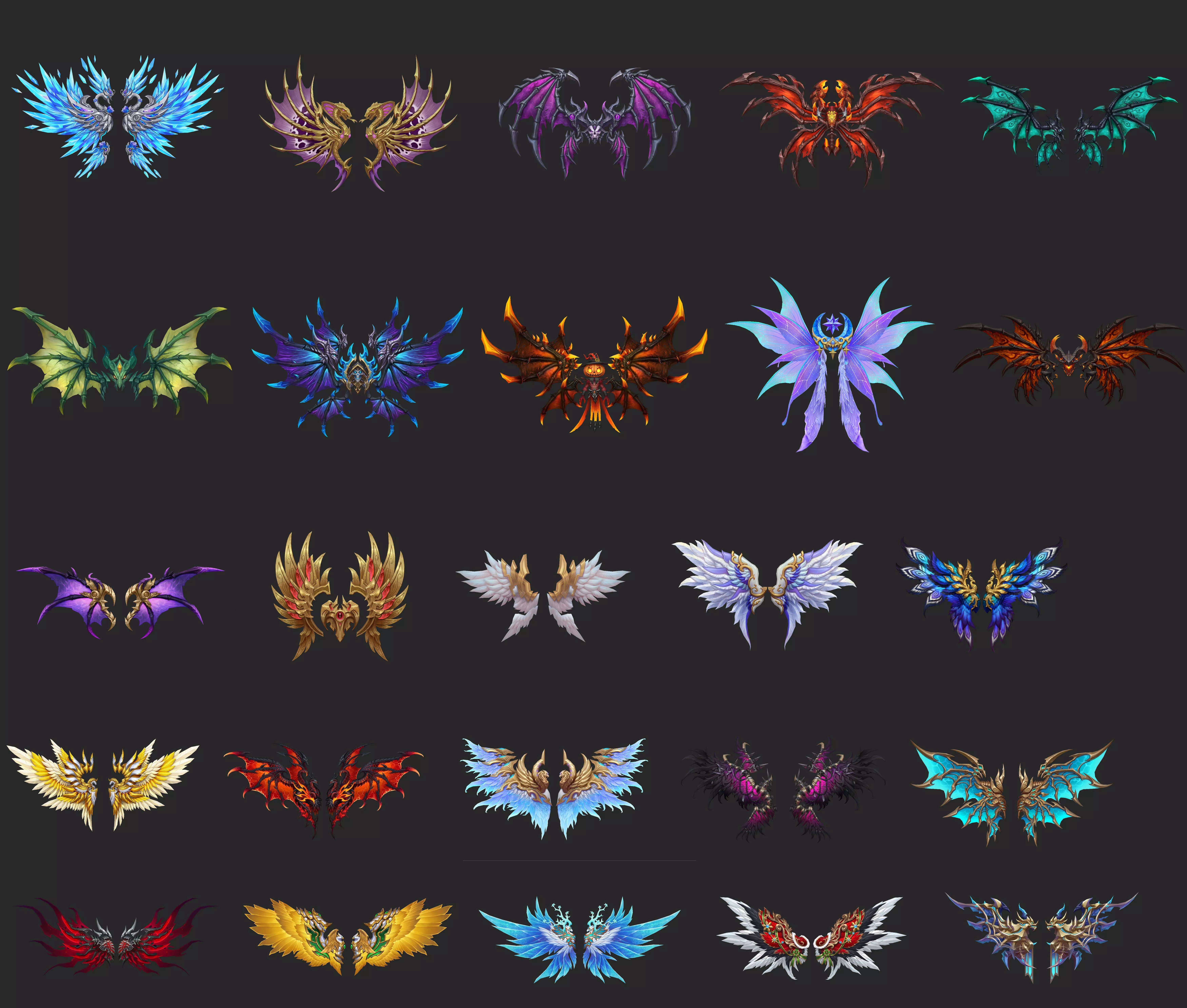 400 Fantasy Wings Mega Pack - Stylized Game Assets Low-poly 3D model_15