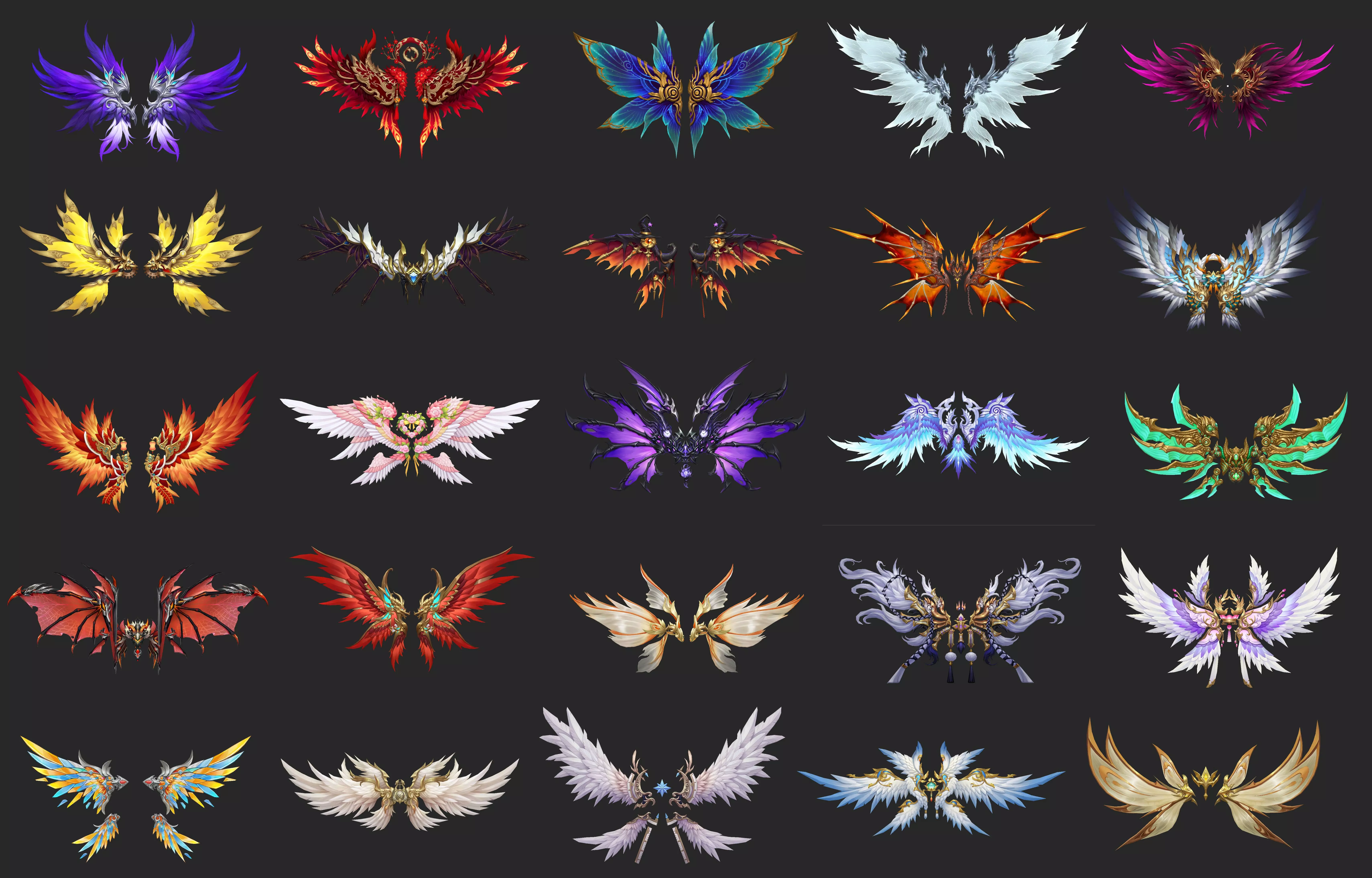 400 Fantasy Wings Mega Pack - Stylized Game Assets Low-poly 3D model_16