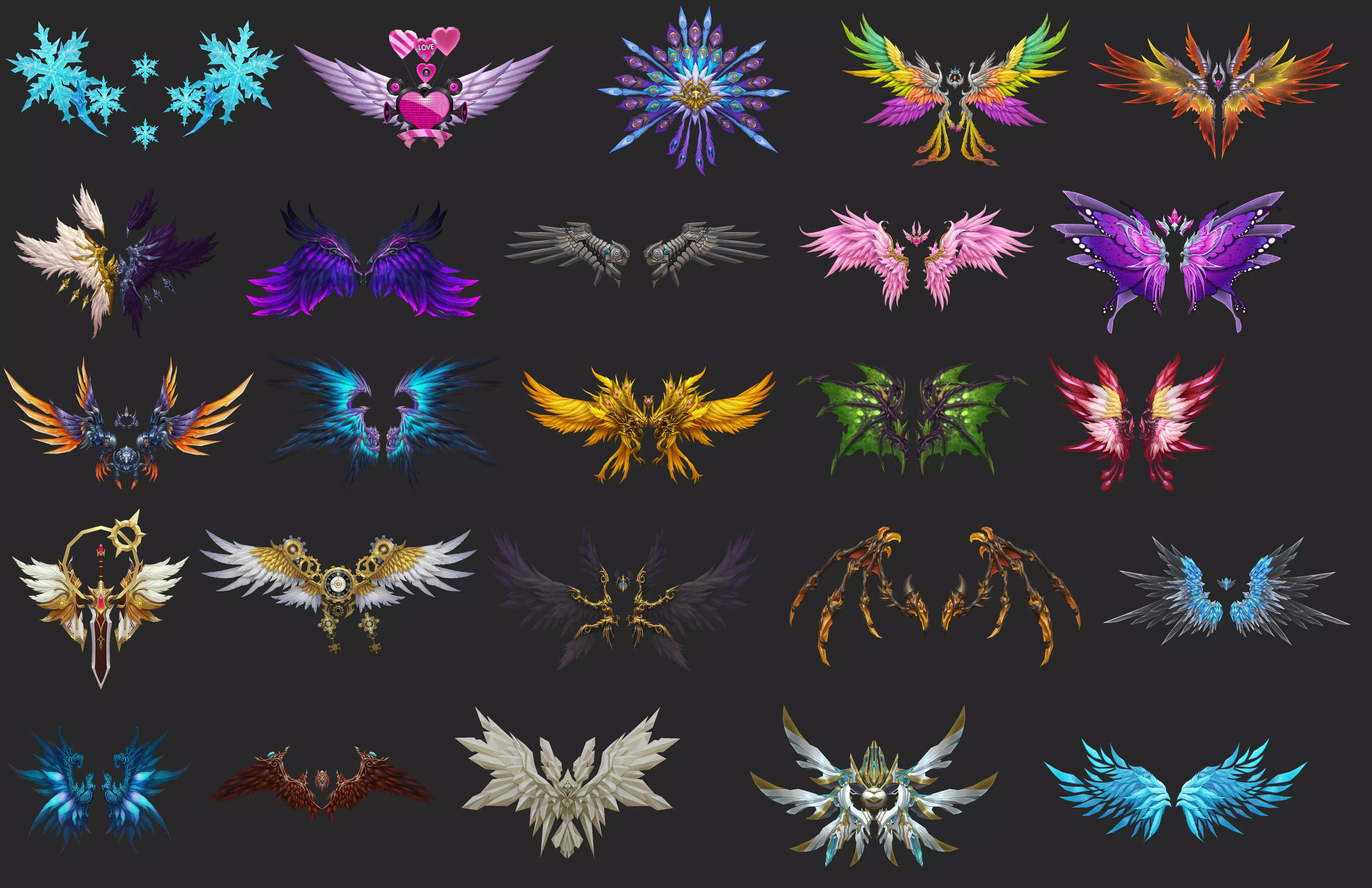 400 Fantasy Wings Mega Pack - Stylized Game Assets Low-poly 3D model_4