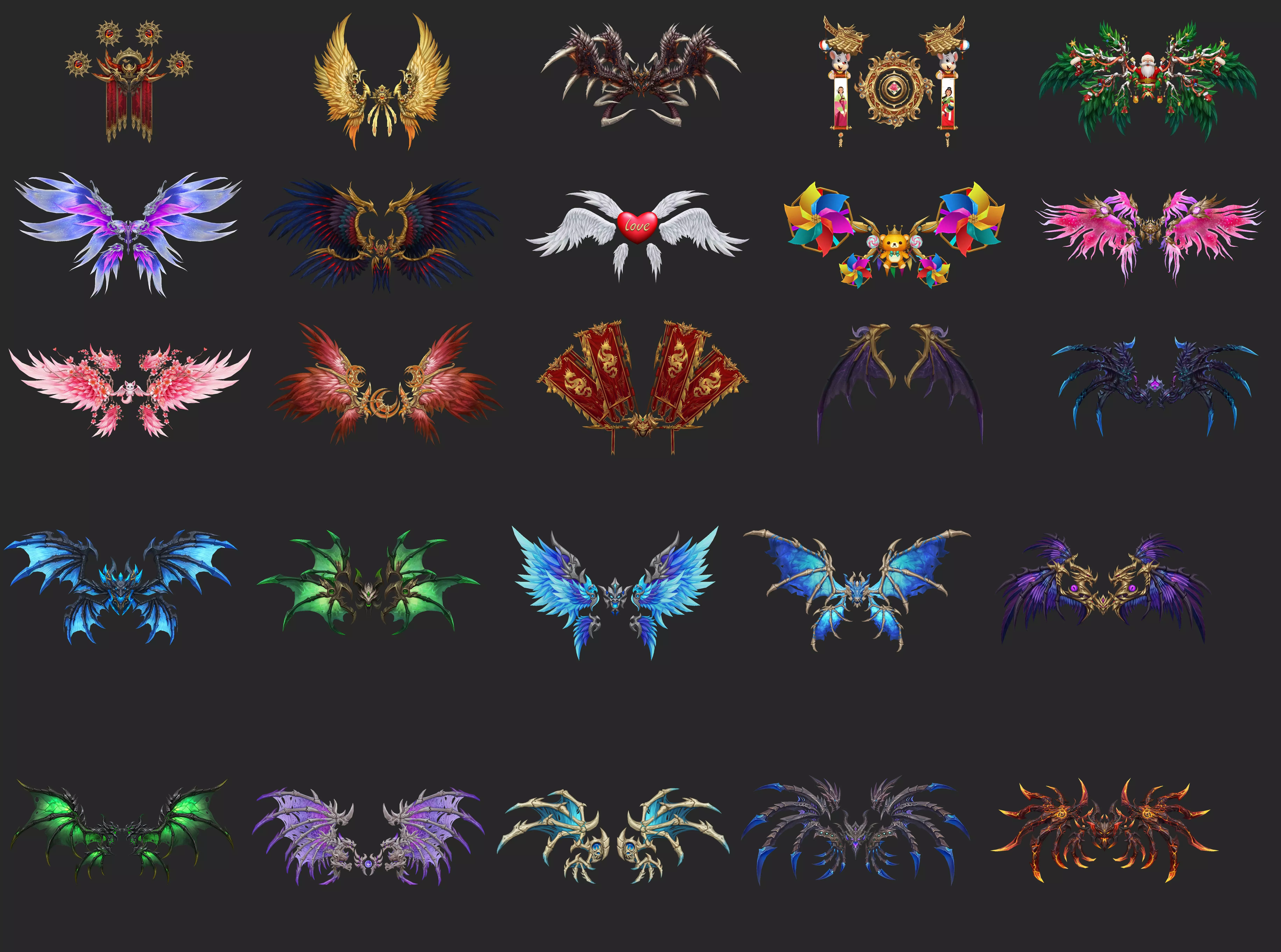400 Fantasy Wings Mega Pack - Stylized Game Assets Low-poly 3D model_14