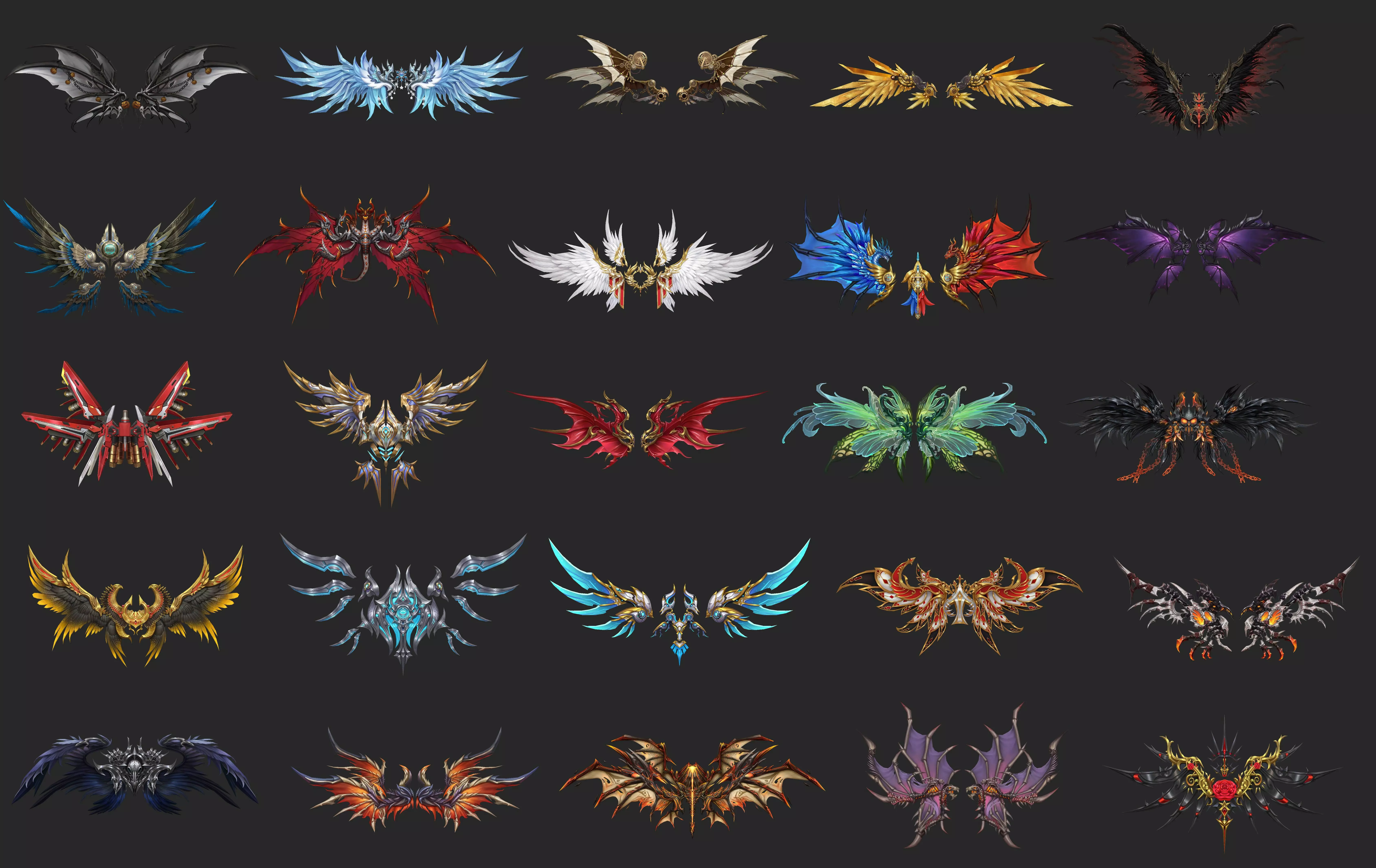 400 Fantasy Wings Mega Pack - Stylized Game Assets Low-poly 3D model_2