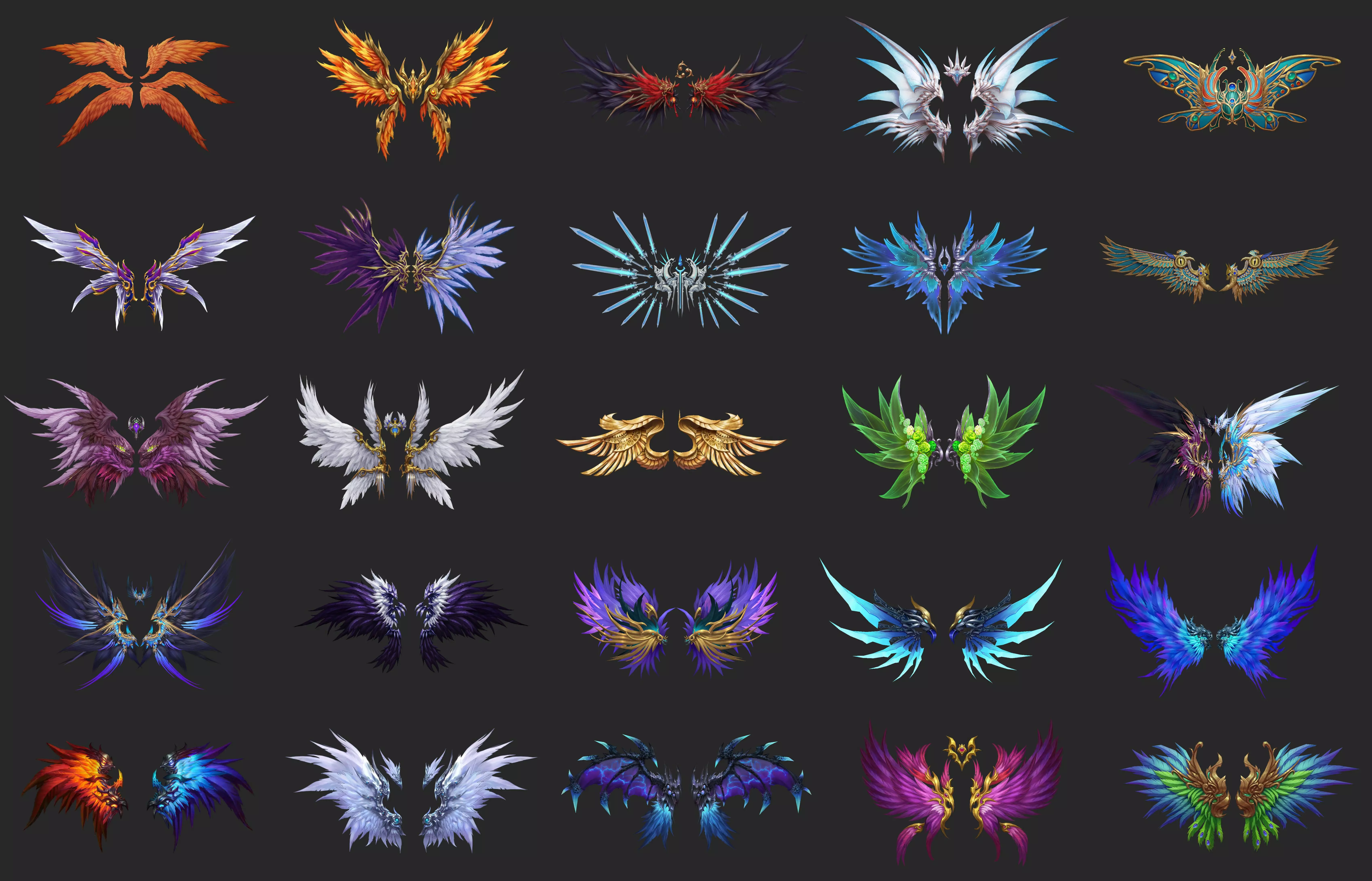 400 Fantasy Wings Mega Pack - Stylized Game Assets Low-poly 3D model_6