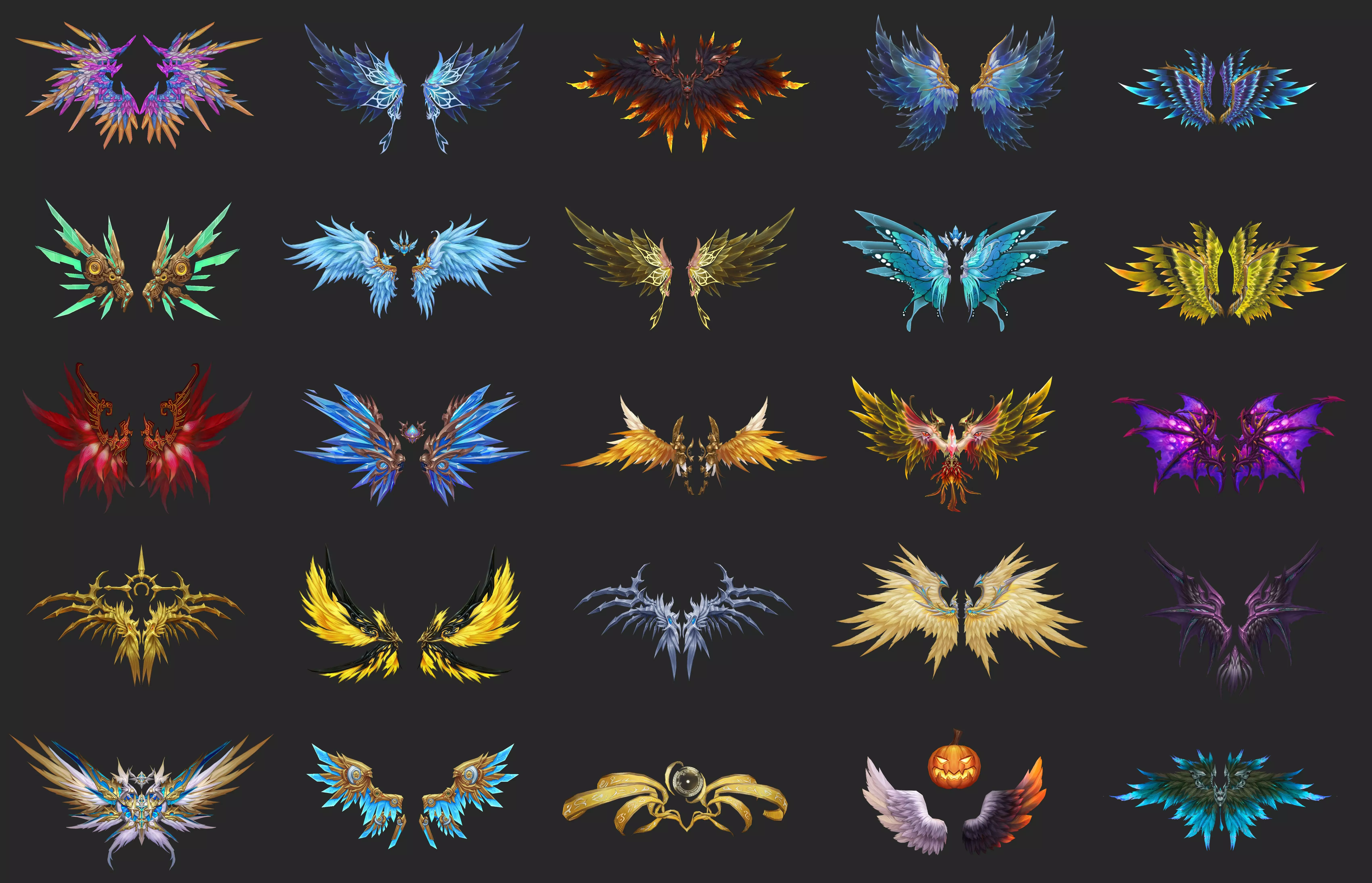 400 Fantasy Wings Mega Pack - Stylized Game Assets Low-poly 3D model_5