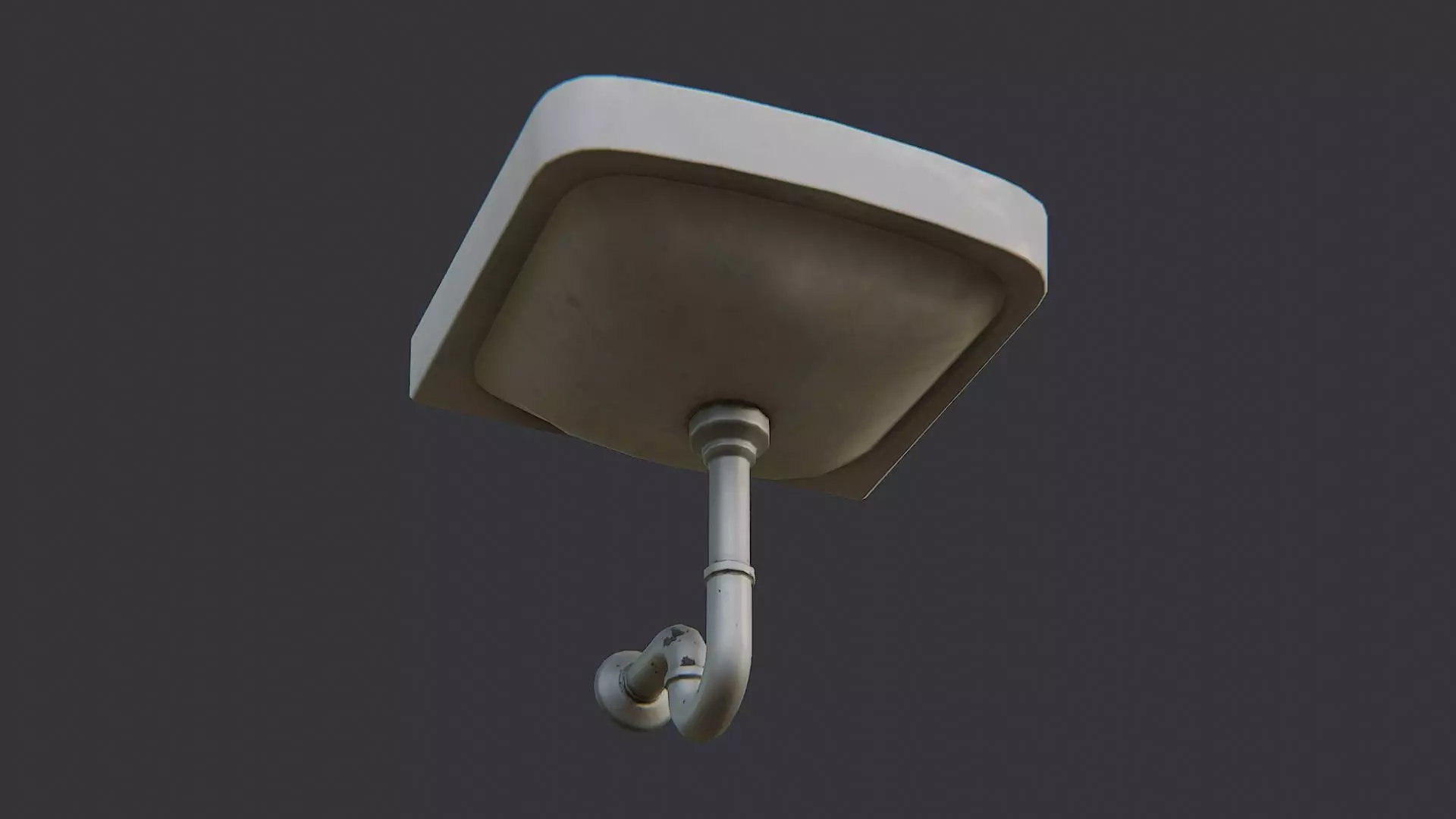 White bathroom sink with dual taps Low-poly 3D model_5