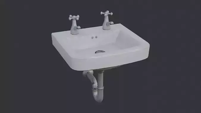 White bathroom sink with dual taps