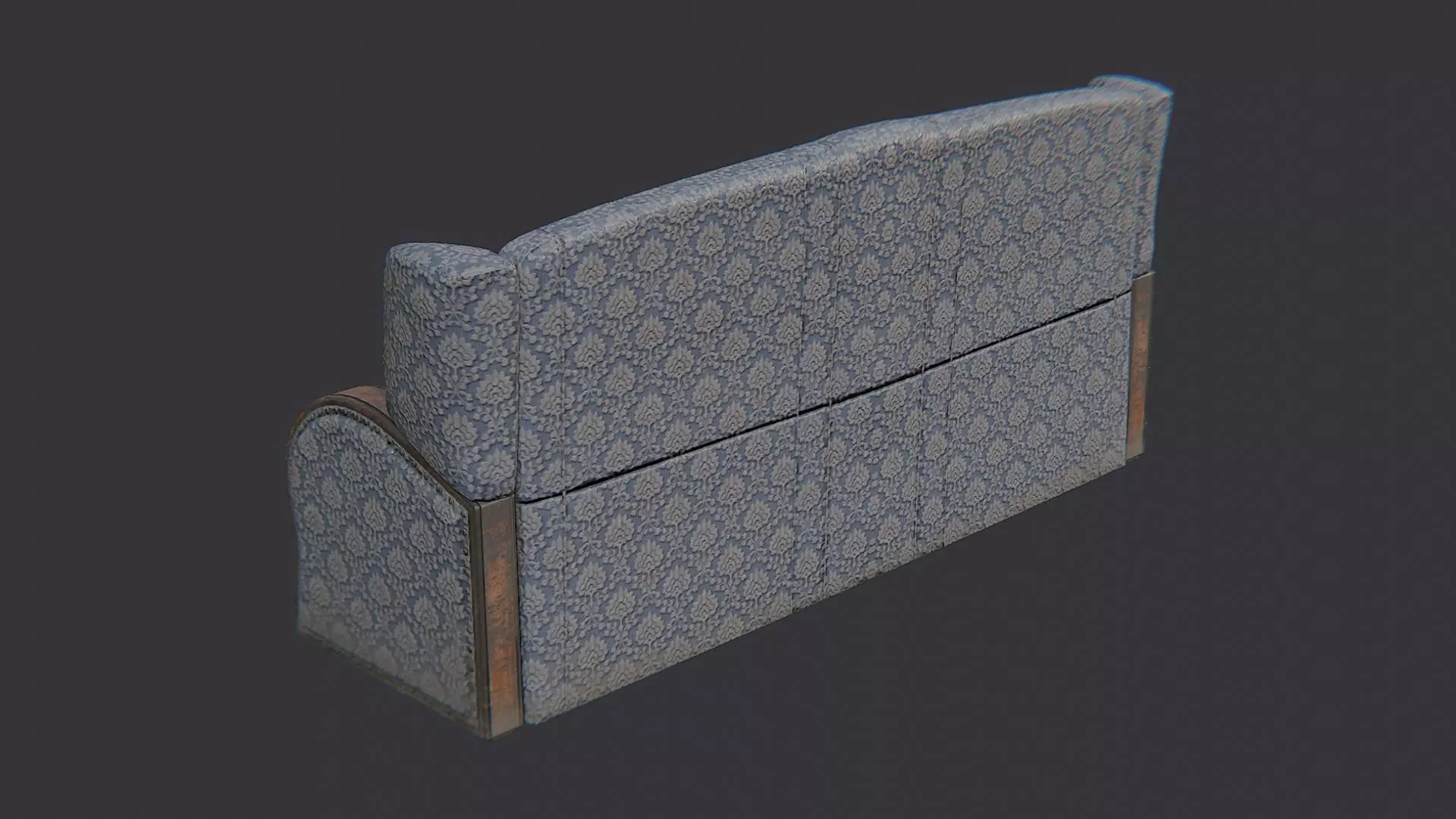 Parlor Sofa with Ornate Patterned Fabric Low-poly 3D model_0