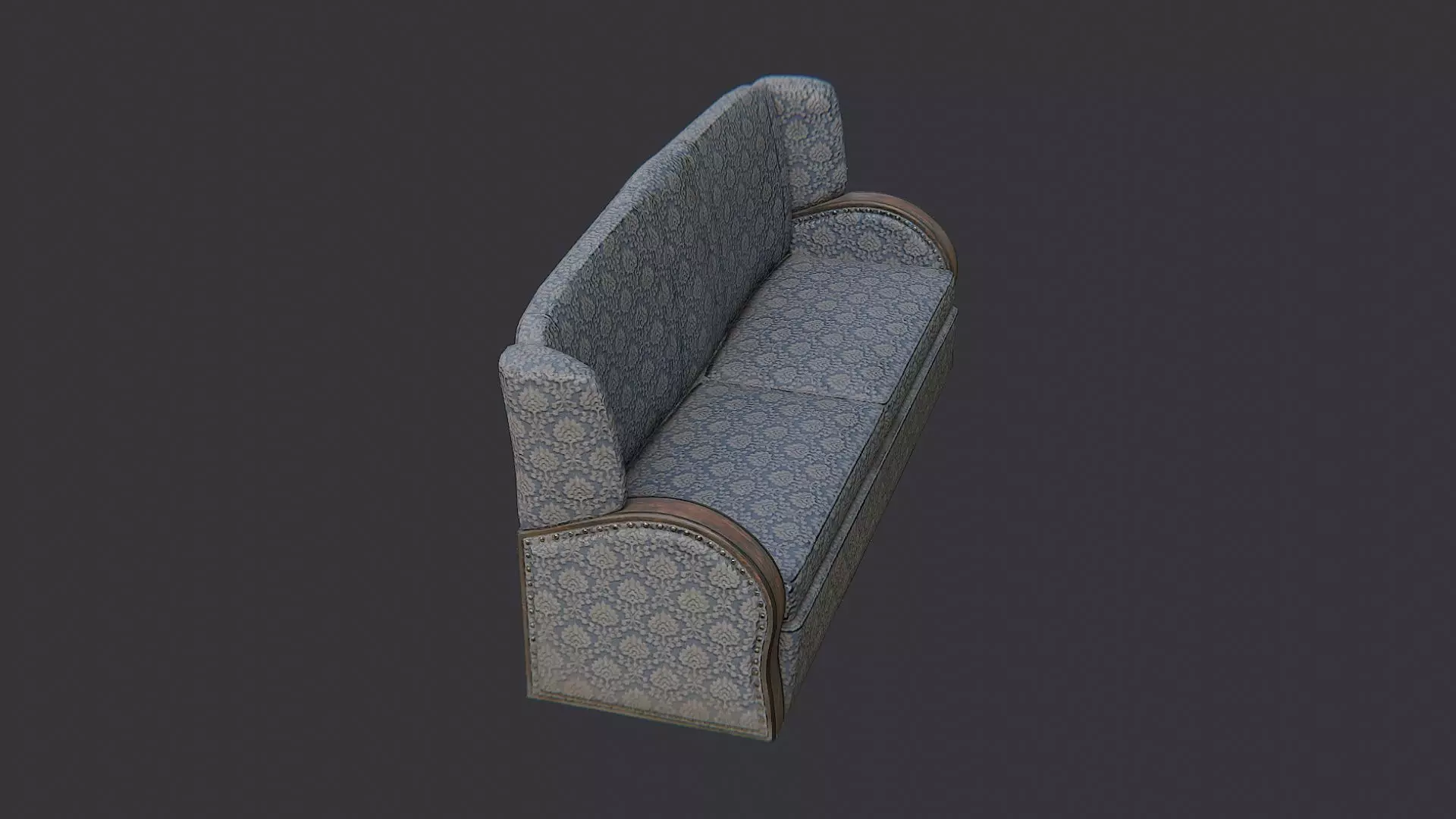Parlor Sofa with Ornate Patterned Fabric Low-poly 3D model_3
