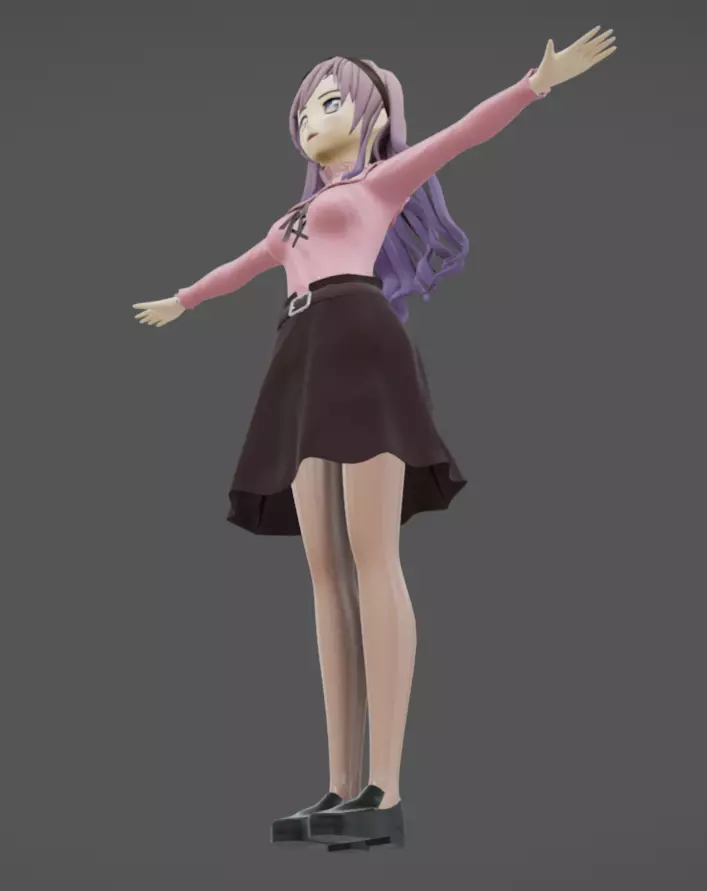 Anime Female 15 - Read Description Low-poly 3D model_6