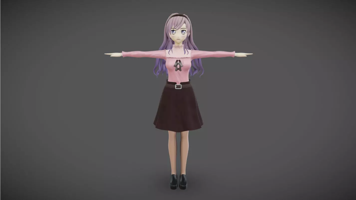 Anime Female 15 - Read Description Low-poly 3D model_0