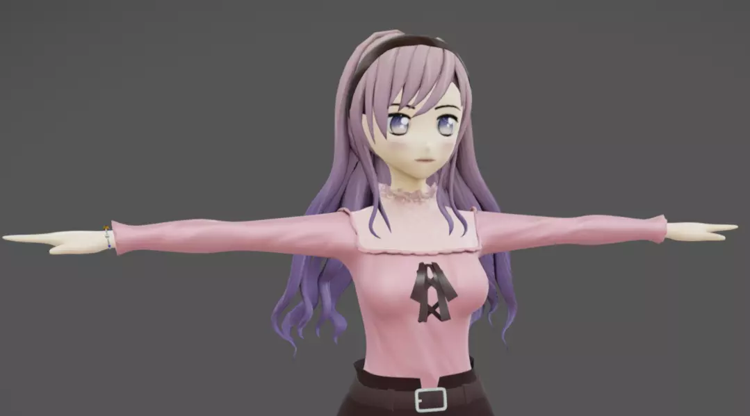 Anime Female 15 - Read Description Low-poly 3D model_5