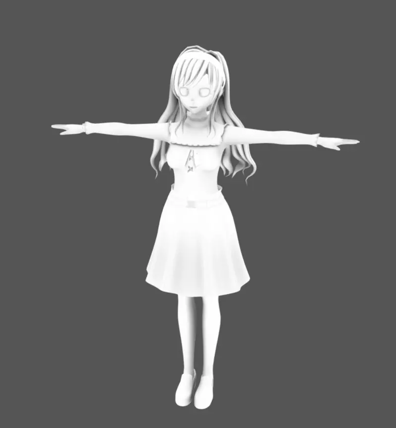 Anime Female 15 - Read Description Low-poly 3D model_9