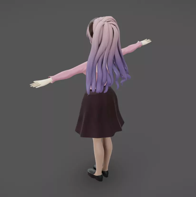 Anime Female 15 - Read Description Low-poly 3D model_3