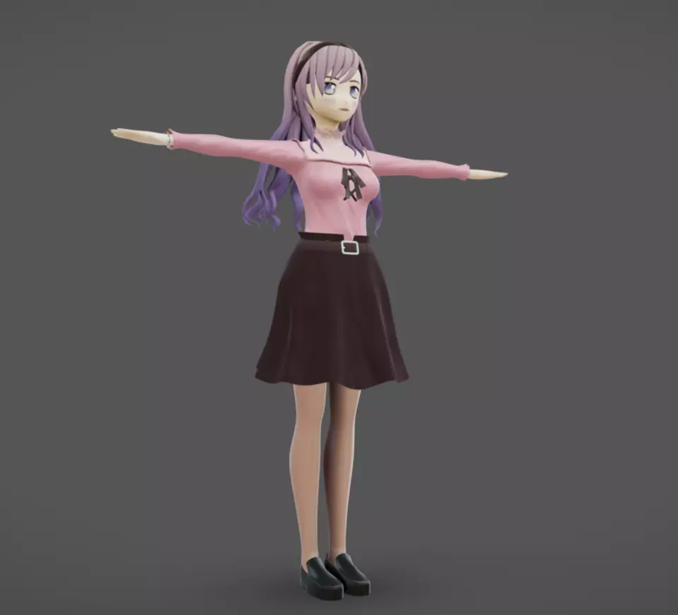 Anime Female 15 - Read Description Low-poly 3D model_1