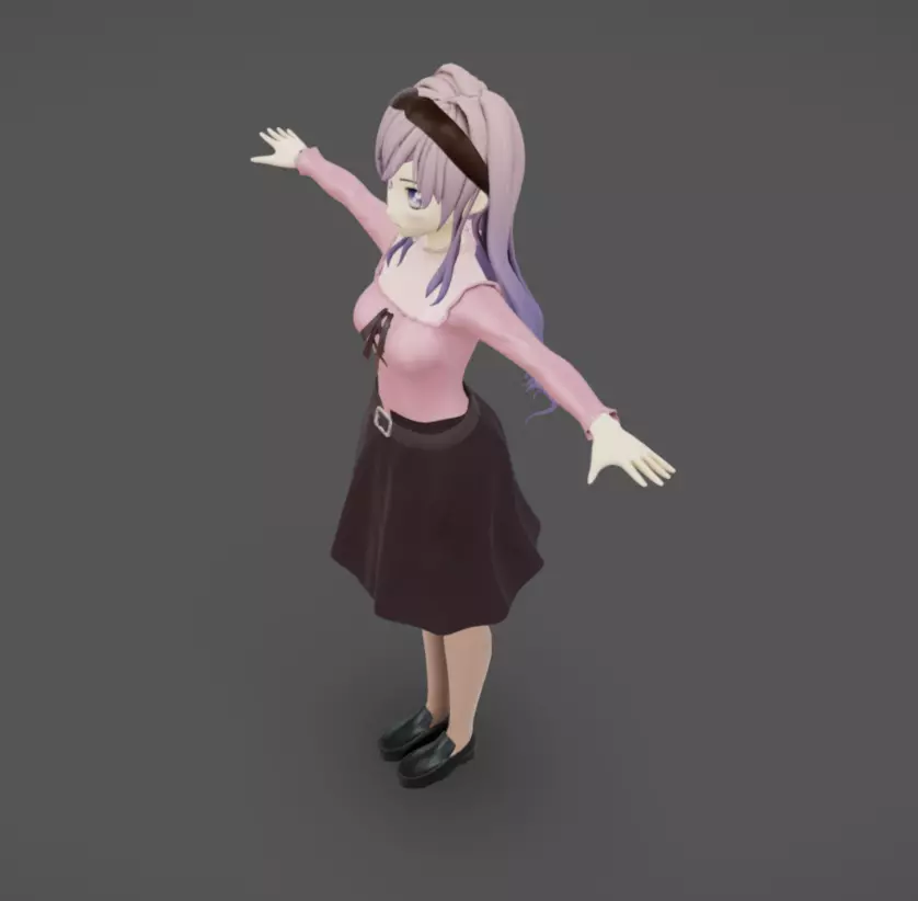 Anime Female 15 - Read Description Low-poly 3D model_4