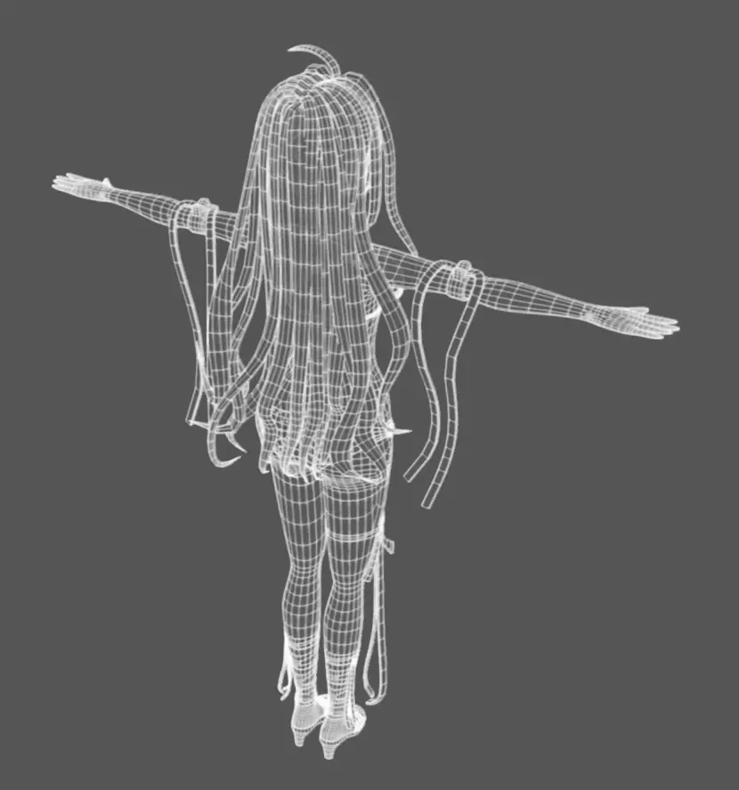 Anime Female 17 - Read Description Low-poly 3D model_13