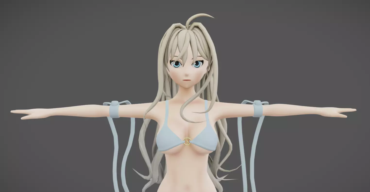 Anime Female 17 - Read Description Low-poly 3D model_7