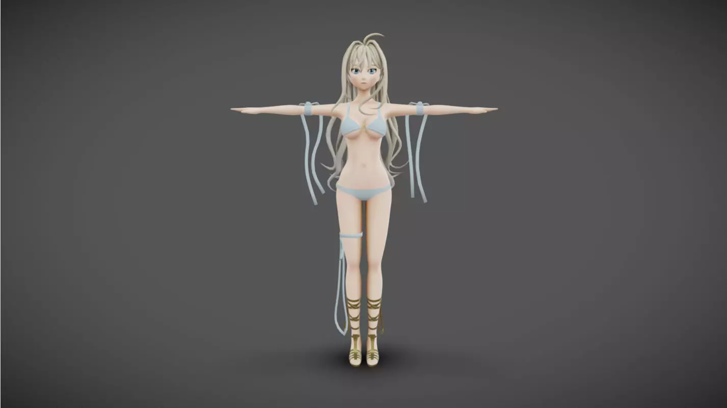 Anime Female 17 - Read Description Low-poly 3D model_0