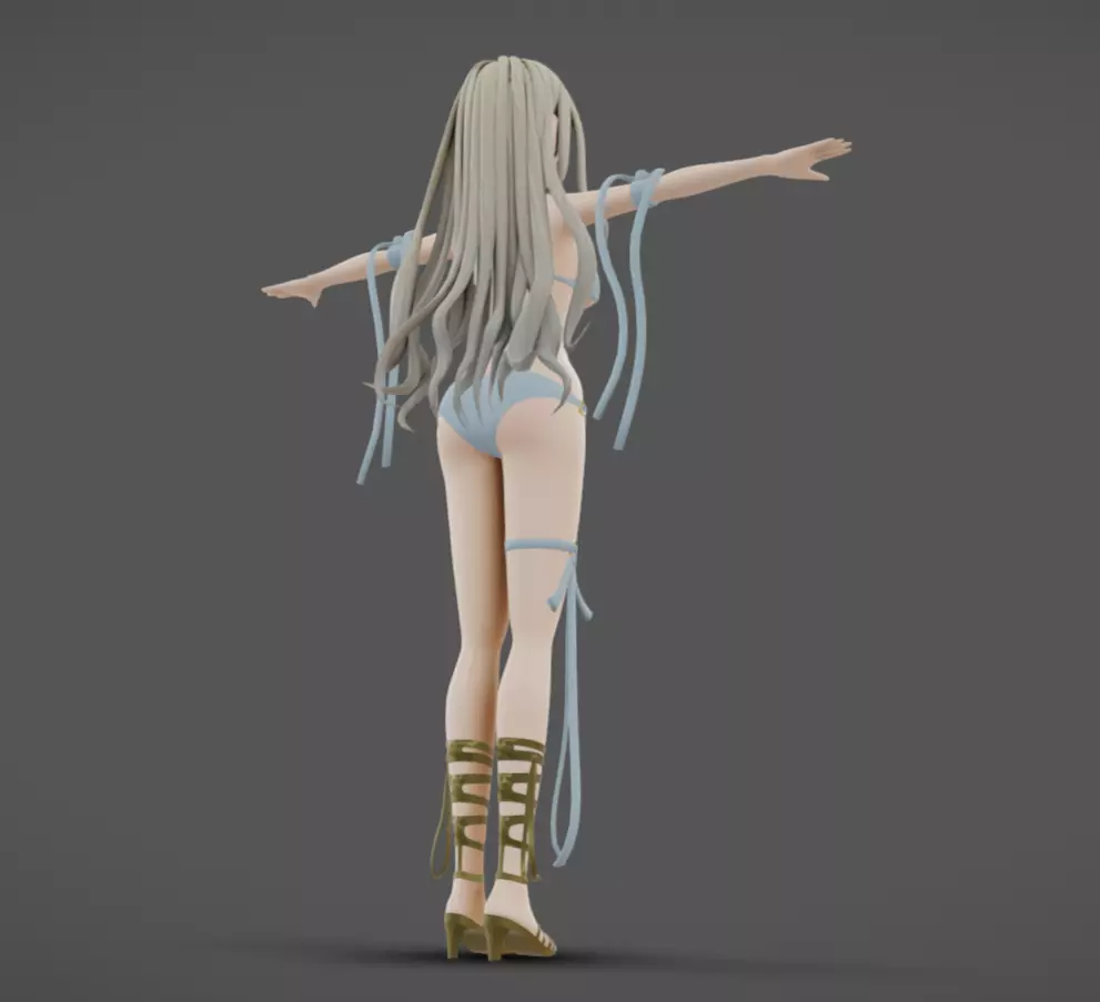 Anime Female 17 - Read Description Low-poly 3D model_6