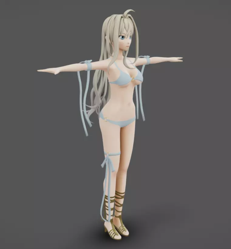 Anime Female 17 - Read Description Low-poly 3D model_2