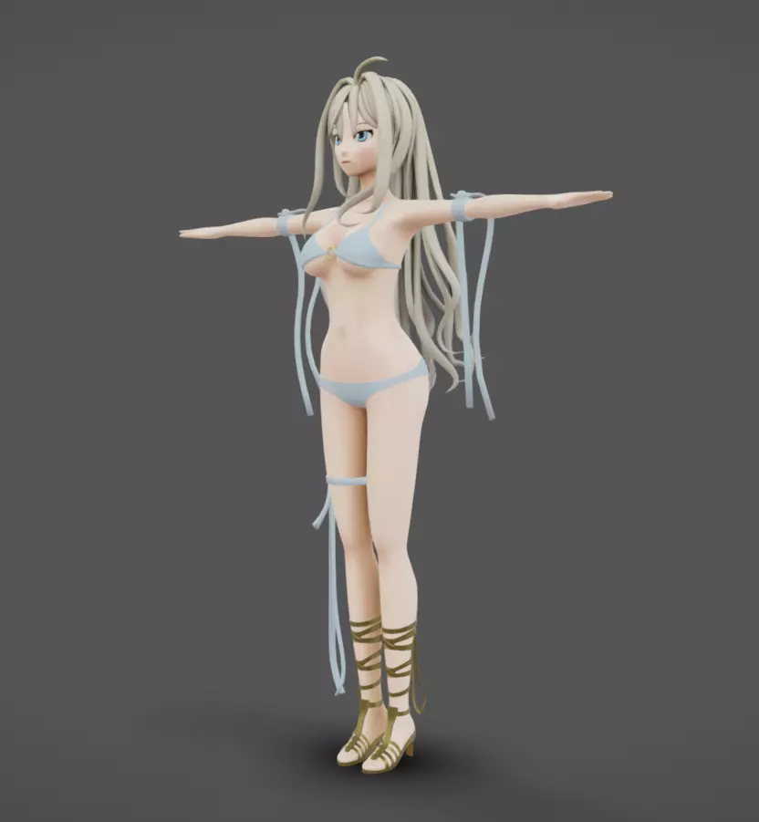 Anime Female 17 - Read Description Low-poly 3D model_1