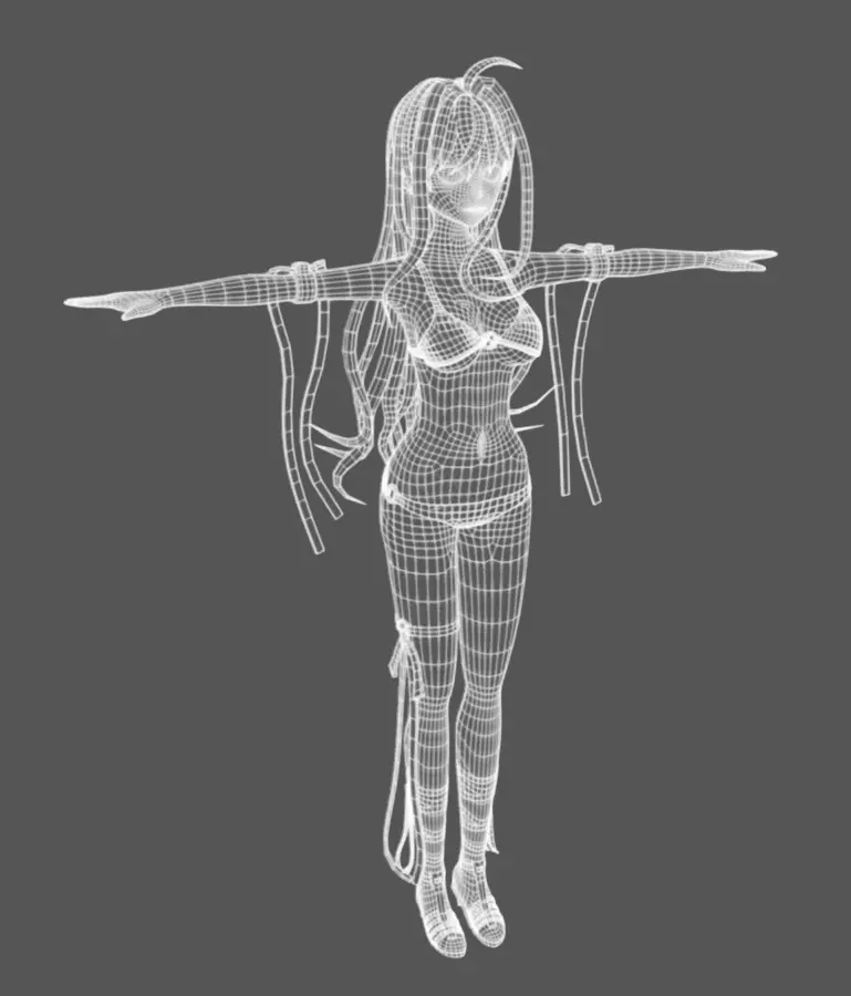 Anime Female 17 - Read Description Low-poly 3D model_12