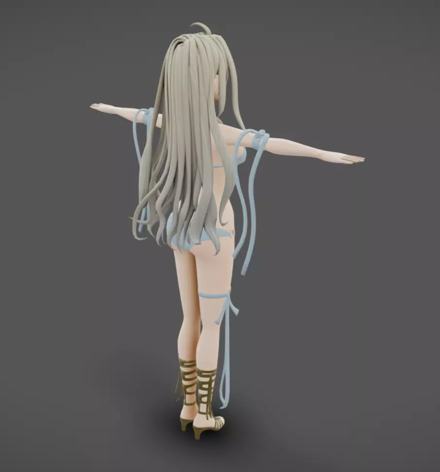 Anime Female 17 - Read Description Low-poly 3D model_3
