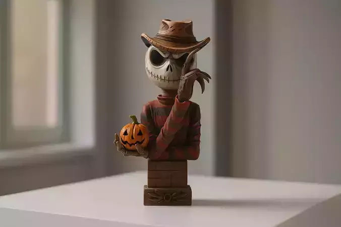 Jack Skellington Freddy Krueger Halloween Bust Pumpkin Horror 